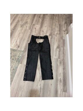 HOT LEATHERS Black Leather Motorcycle Chaps pants size Medium WOMEN